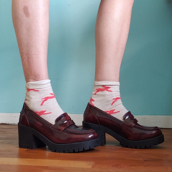 Giorgia & Johns brown chunky platform schoolgirl penny loafers shoes - Picture 7 of 11